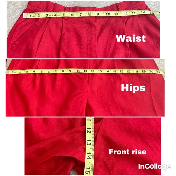Red Linen Bermuda shorts sizes 10, summer linens Bermudas, sizes large - Picture 4 of 8